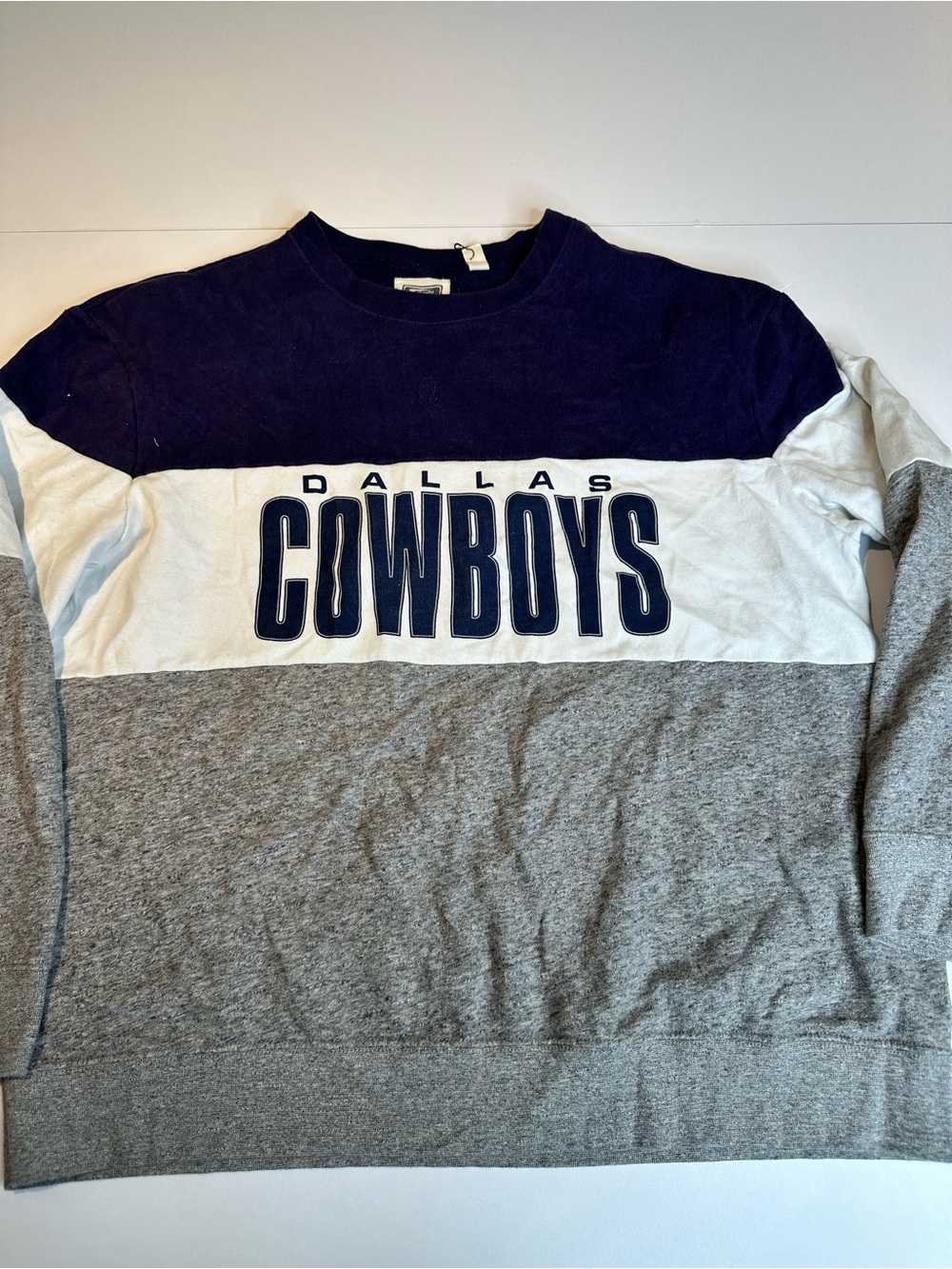 Dallas Cowboys Colorblock Crewneck Sweater - Navy/White/Gray